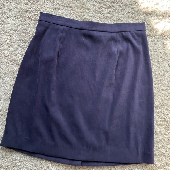 Karin Stevens blue suede pencil skirt with elastic back and zipper vintage so 14 - Picture 1 of 3